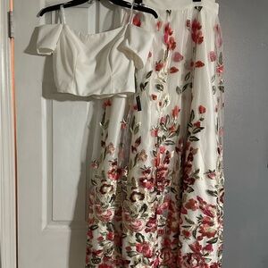 Floral Embroidered White Skirt